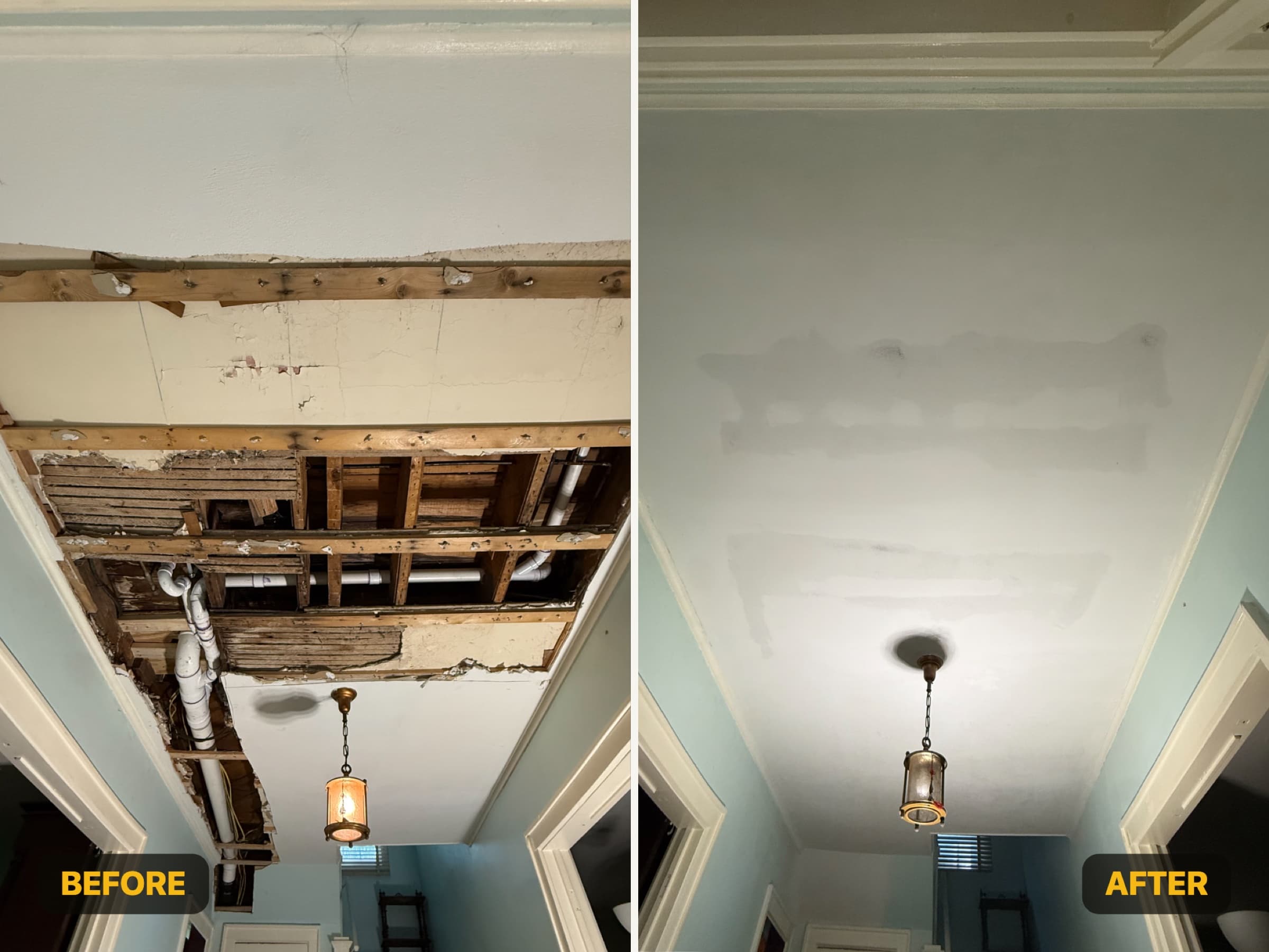 Ceiling repair after water damage