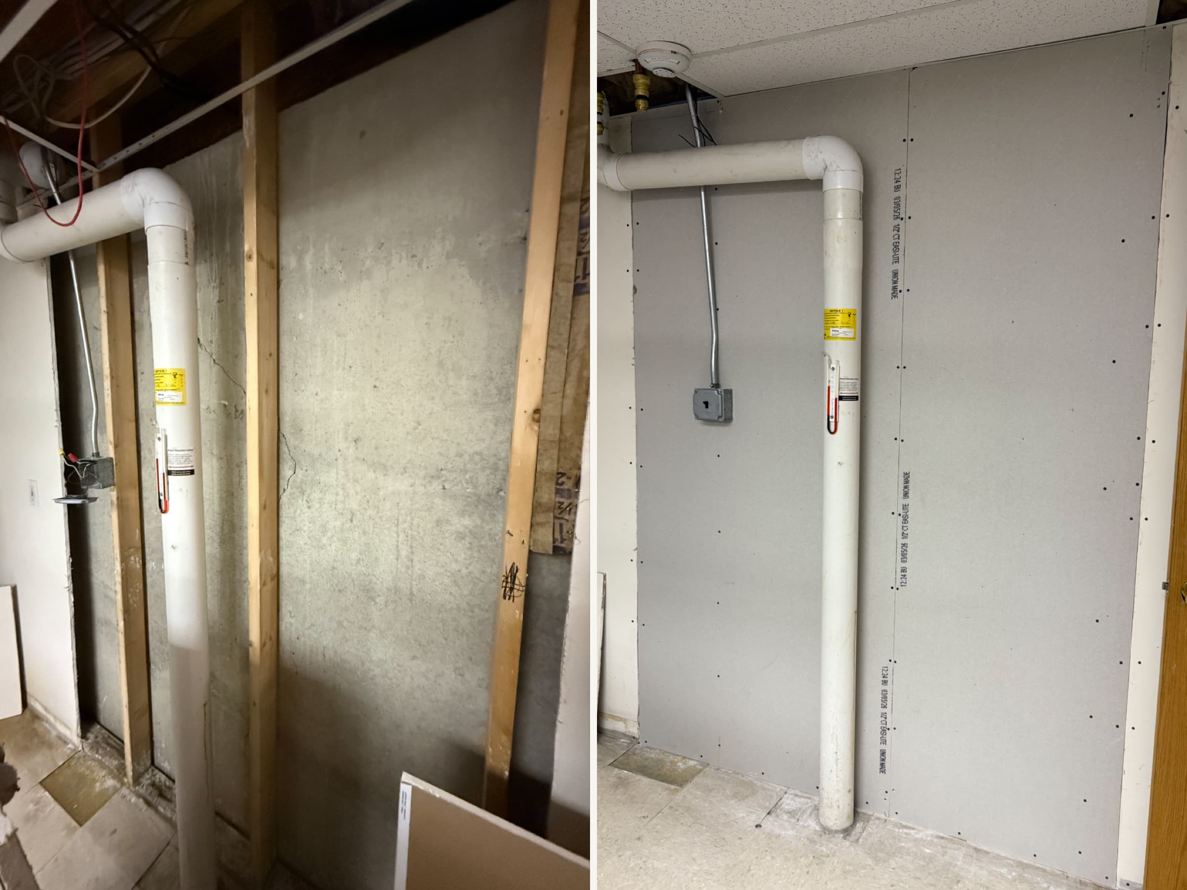 Basement drywall installation
