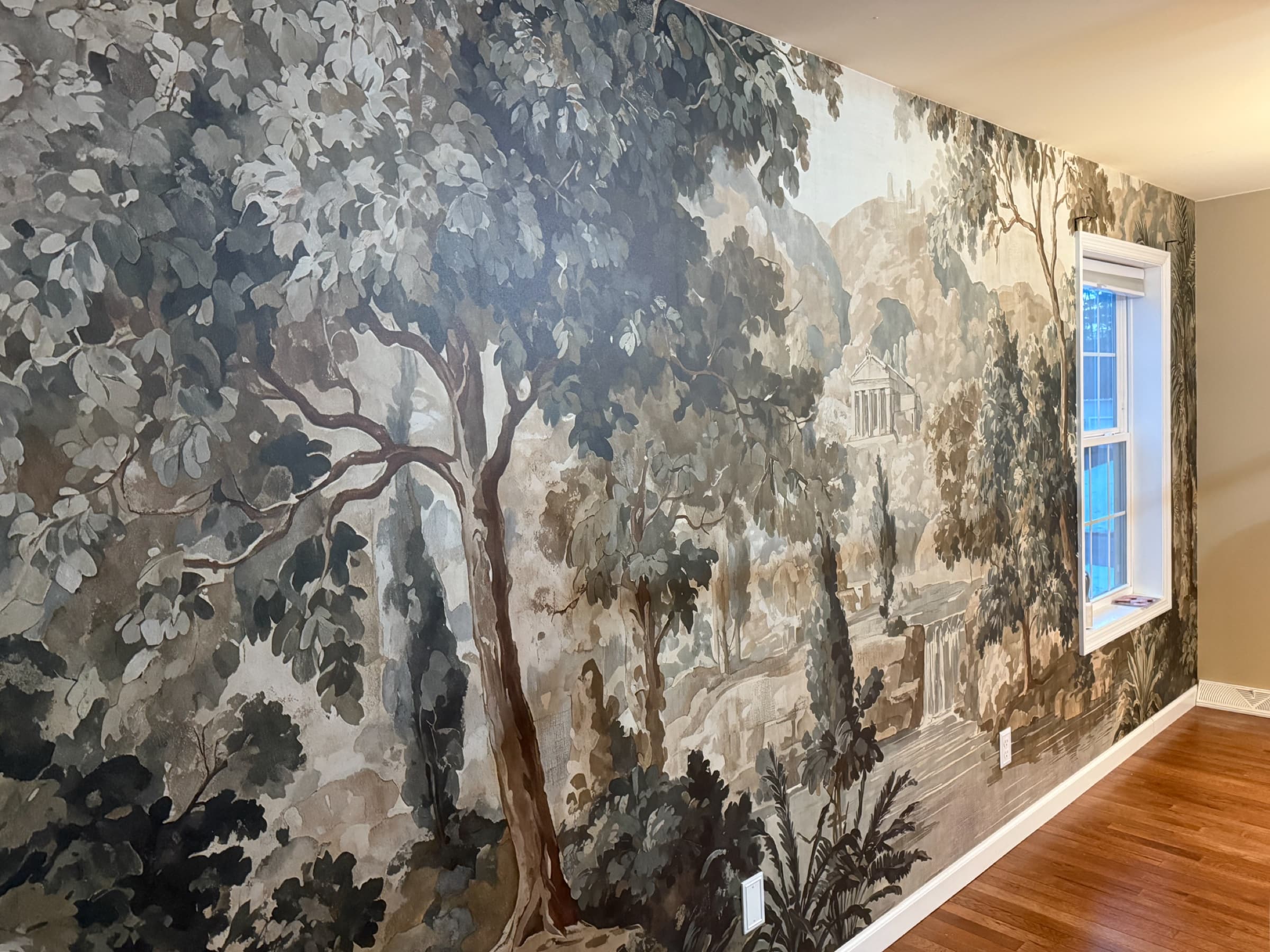 Scenic mural wallpaper, detail